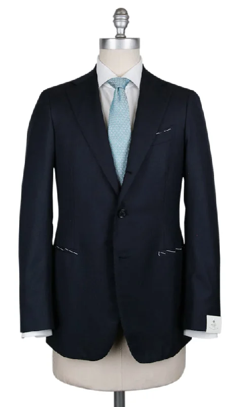 Men's designer wool tuxedo -Luigi Borrelli Midnight Navy Blue Suit