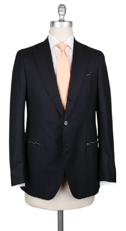 Men's sleek black business suit -Luigi Borrelli Midnight Navy Blue Suit