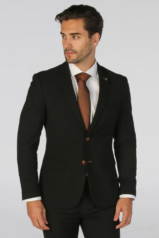 Men's custom tailored office suit -Mayfair - Men's Black Textured Blazer