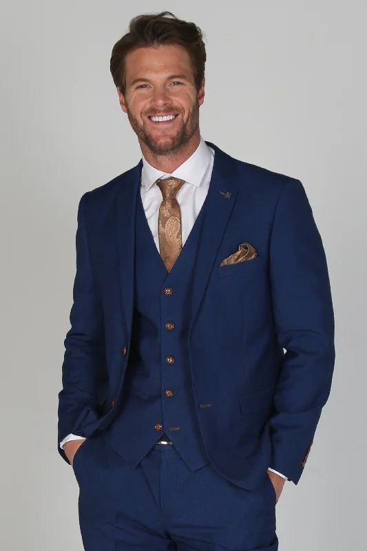 Men's trendy tuxedo jacket -Mayfair - Men's Blue Textured Blazer