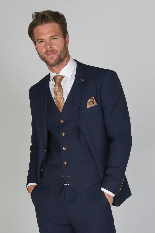 Men's custom formal tuxedo -Mayfair - Men's Navy Textured Blazer