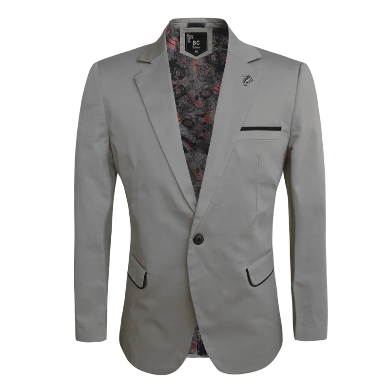 Best tuxedo for men's gala -Men's Cotton-Stretch Blazer Grey 512