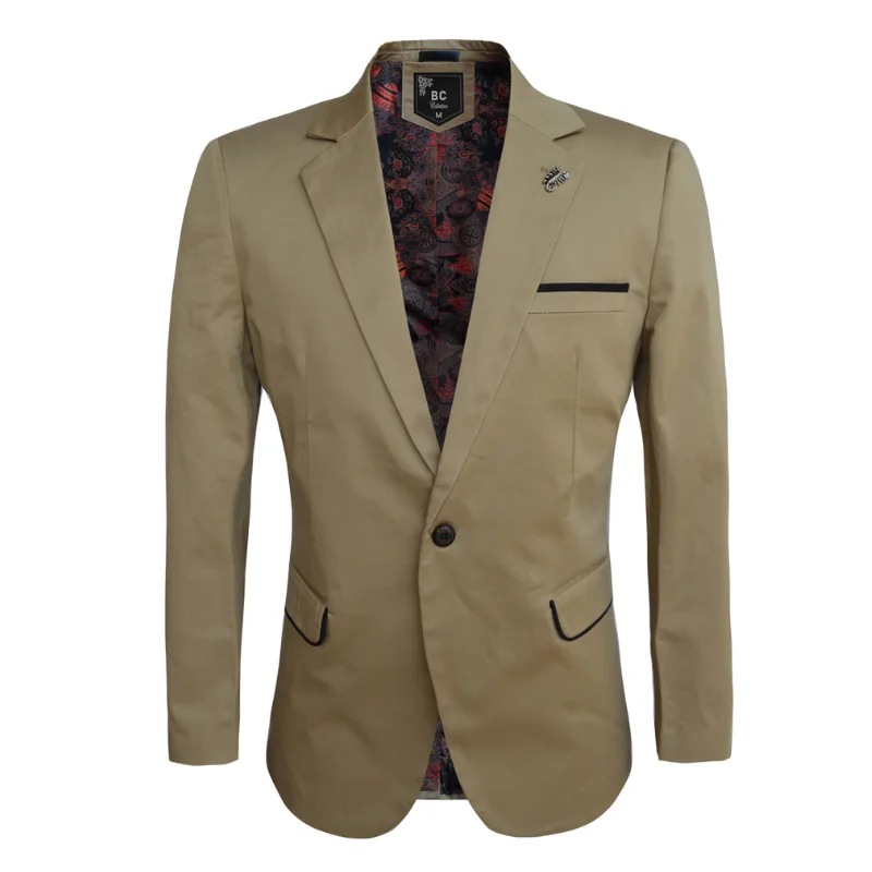 Men's business suit with pocket square -Men's Cotton-Stretch Blazer Safari 512