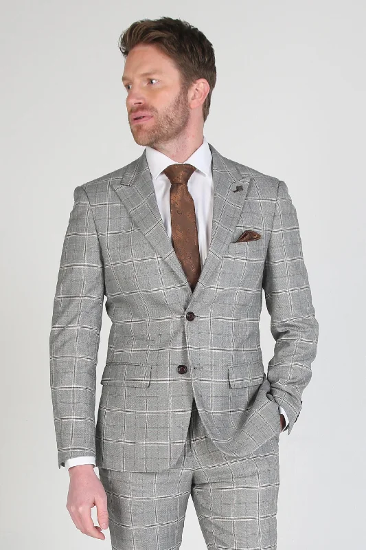 Men's custom slim fit tuxedo -Francis - Men's Grey Check Blazer