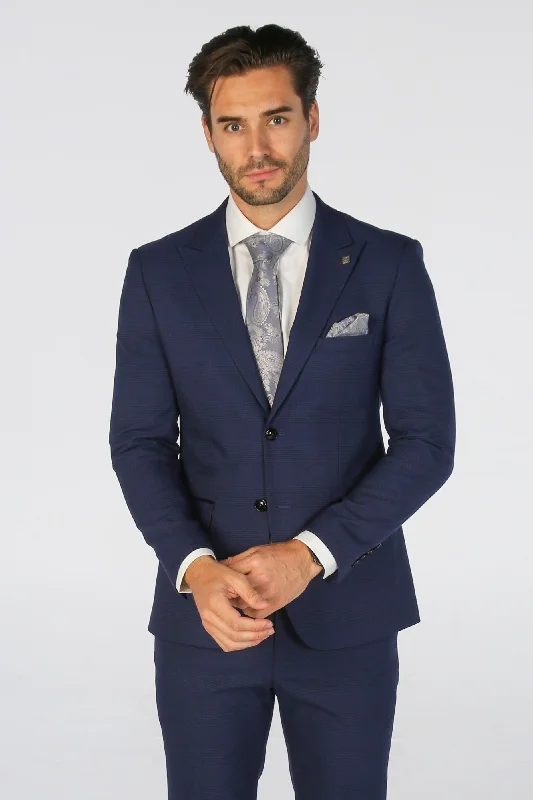 Men's formal wear with vest -Mark - Men's Blue Check Blazer