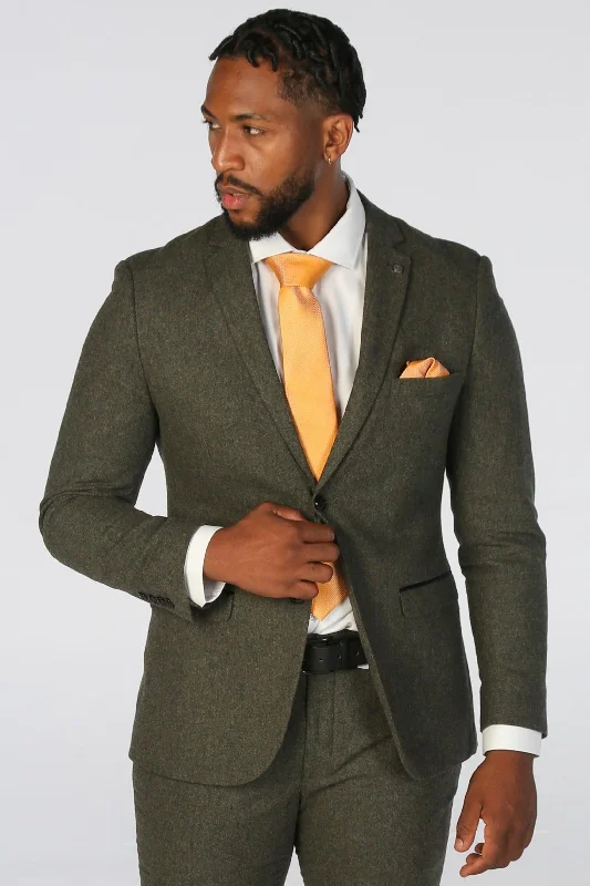 Men's office attire with suit -Oscar - Men's Green Tweed Blazer