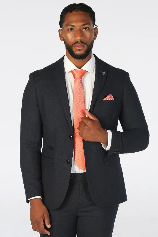 Stylish dinner suit for men -Oscar - Men's Navy Tweed Blazer