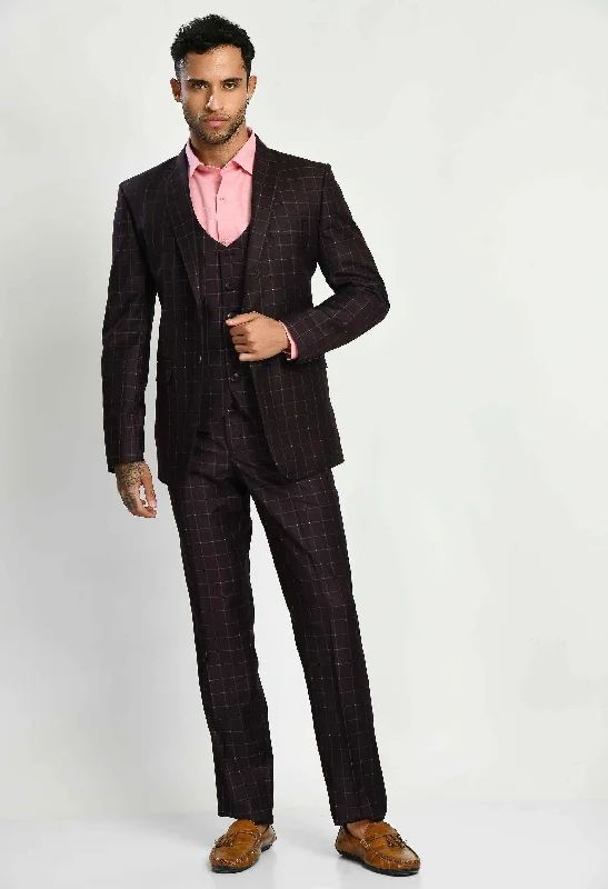 Men's classic black tie tuxedo -Men's Tuxedo Wine Suit Set