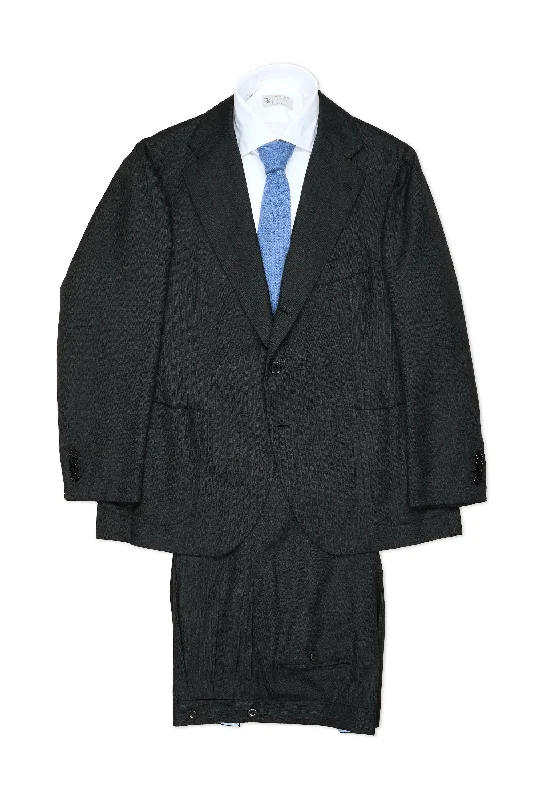 Men's wedding dress suit -Orazio Luciano Charcoal Herringbone Wool Jacket with Ambrosi Trousers