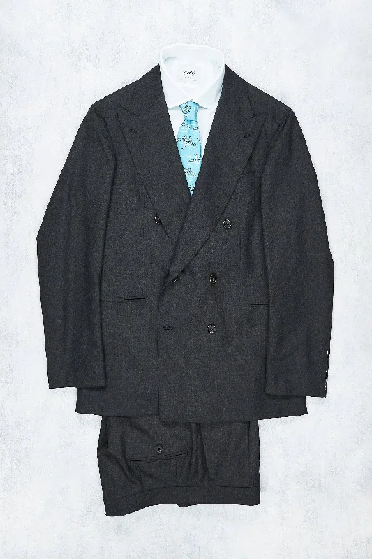 Best men's tuxedo for dinner -Orazio Luciano Dark Grey Worsted Wool DB Suit