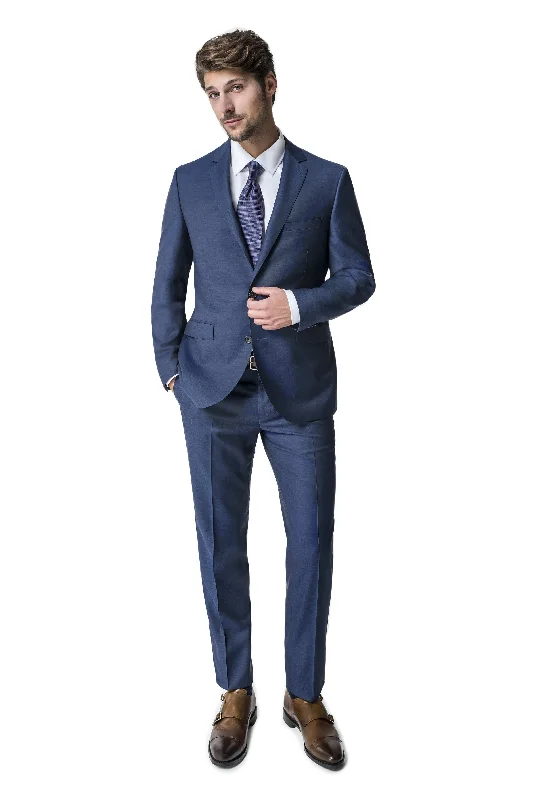 Men's formal wool business suit -Ronaldo Slim Fit Navy Blue Suit