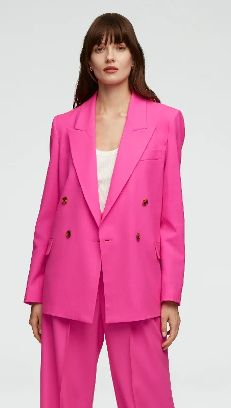 Men's lightweight business tuxedo -Peak Lapel Blazer in Seasonless Wool | Bright Pink