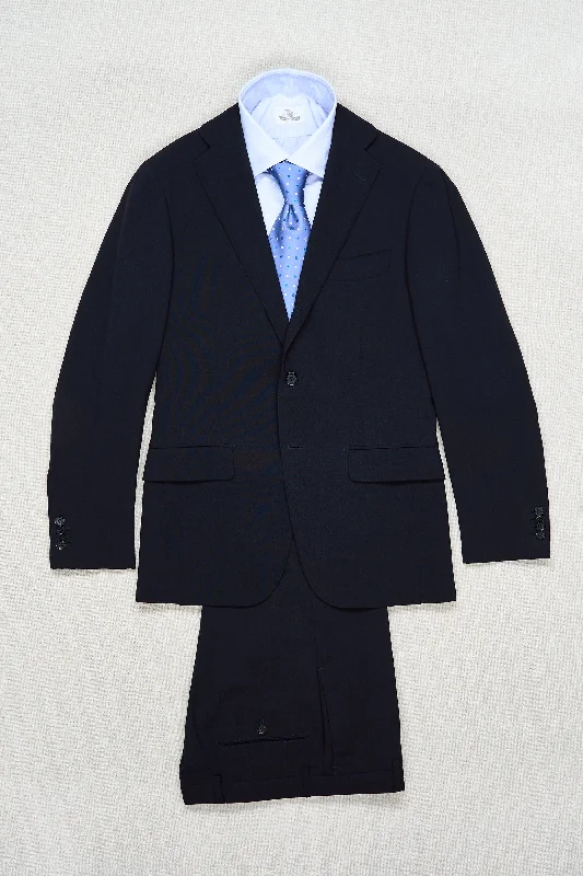 Elegant formal tuxedo for men -Ring Jacket 184 Navy Wool/Silk "Ice Twist" Suit