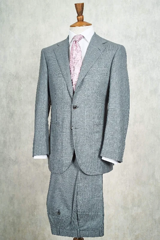 Men's trendy tuxedo jacket -Ring Jacket AMJ01 Grey Windowpane Wool Suit