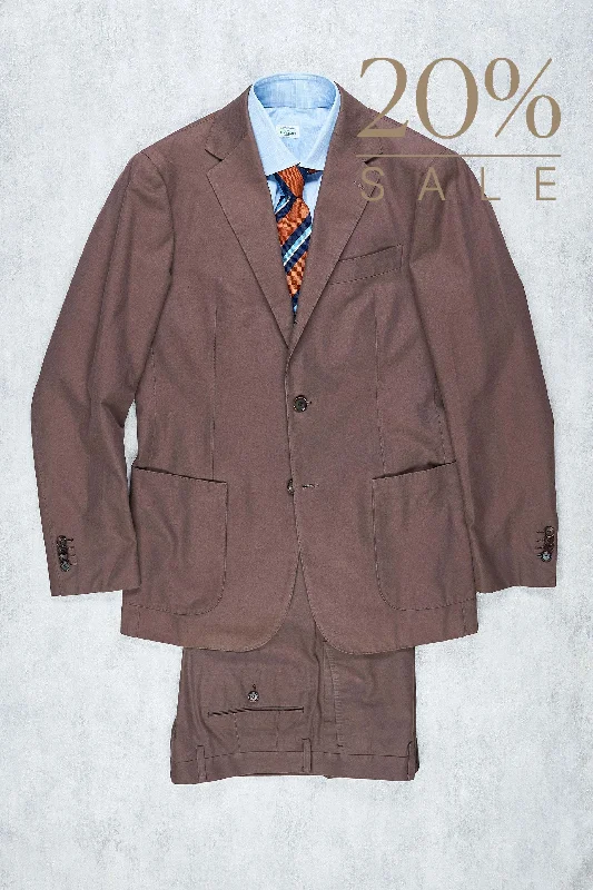 Men's wool blend wedding suit -Ring Jacket Meister Light Brown Smooth Cotton Suit