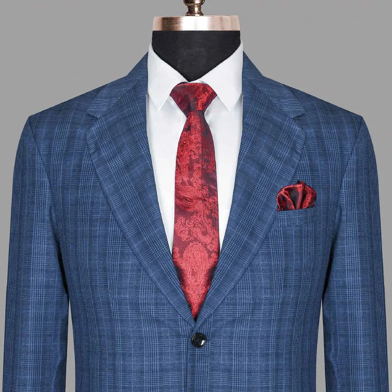 Best men's wool tuxedo jacket -Royal Blue Plaid Blazer