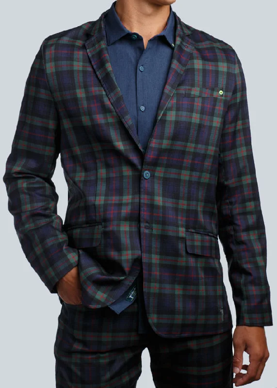 Men's custom wool business suit -Dark Tartan Serious Business Tartan Blazer