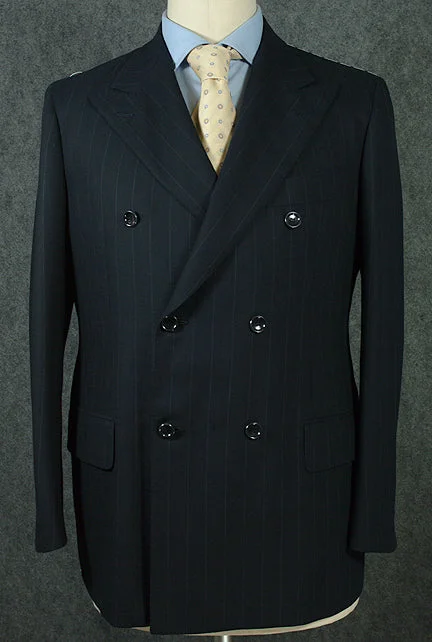 Men's checkered office suit -Stile Latino Navy Blue Suit – Size: 40 US / 50 EU