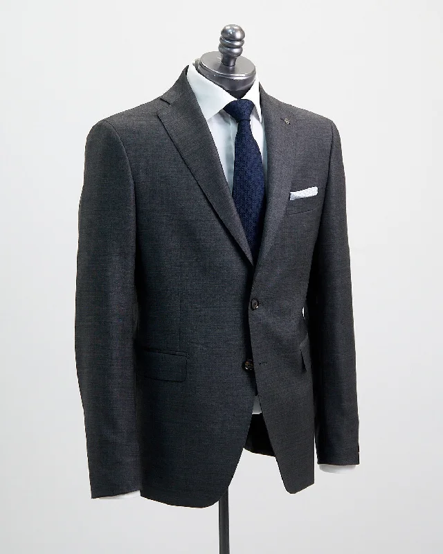 Men's navy blue wedding tuxedo -Charcoal Broken Twill Stretch Suit