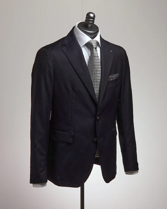 Men’s formal grey tuxedo suit -Wool & Silk Textured Navy Soft Suit