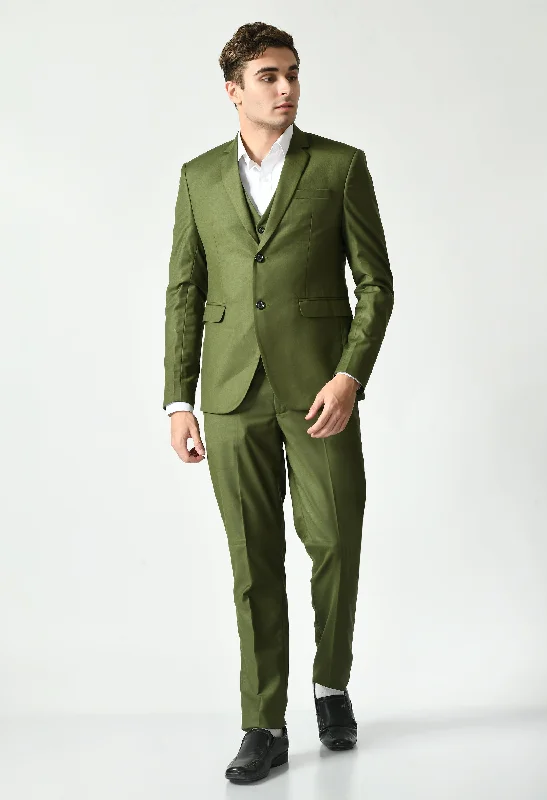 Men's modern business wedding suit -Tailored Green Slim Fit Suit Set