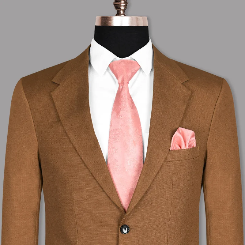 Men's black formal suit -Tawny Khaki subtle Windowpane Textured Premium Cotton Rich Blazer