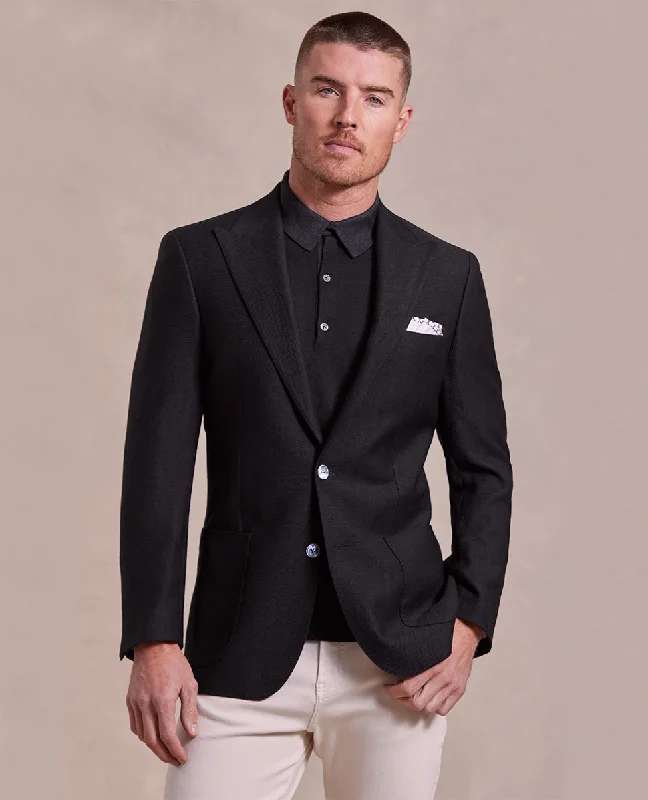 Men's classic three-piece tuxedo -The George - Herringbone Jacket - Black