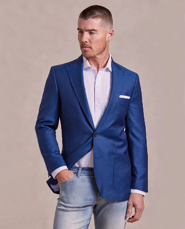 Men's slim fit formal tuxedo -The George - Herringbone Jacket - Blue