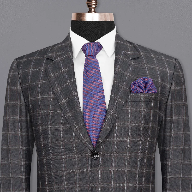 Men's charcoal wool tuxedo -Tundora Gray windowpane Wool Rich Blazer