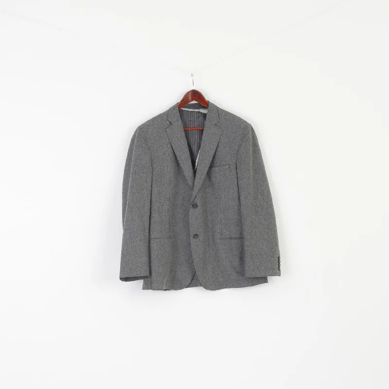 Men's designer dinner tuxedo -Yves Gererd Men 52 42 Blazer Gray Wool Nylon Blend Vintage Single Breasted Jacket