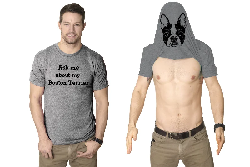 Men’s casual fit shirt -Ask Me About My Boston Terrier Flip Men's T Shirt