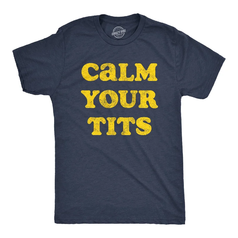 Men’s linen long sleeve shirt -Calm Your Tits Men's T Shirt