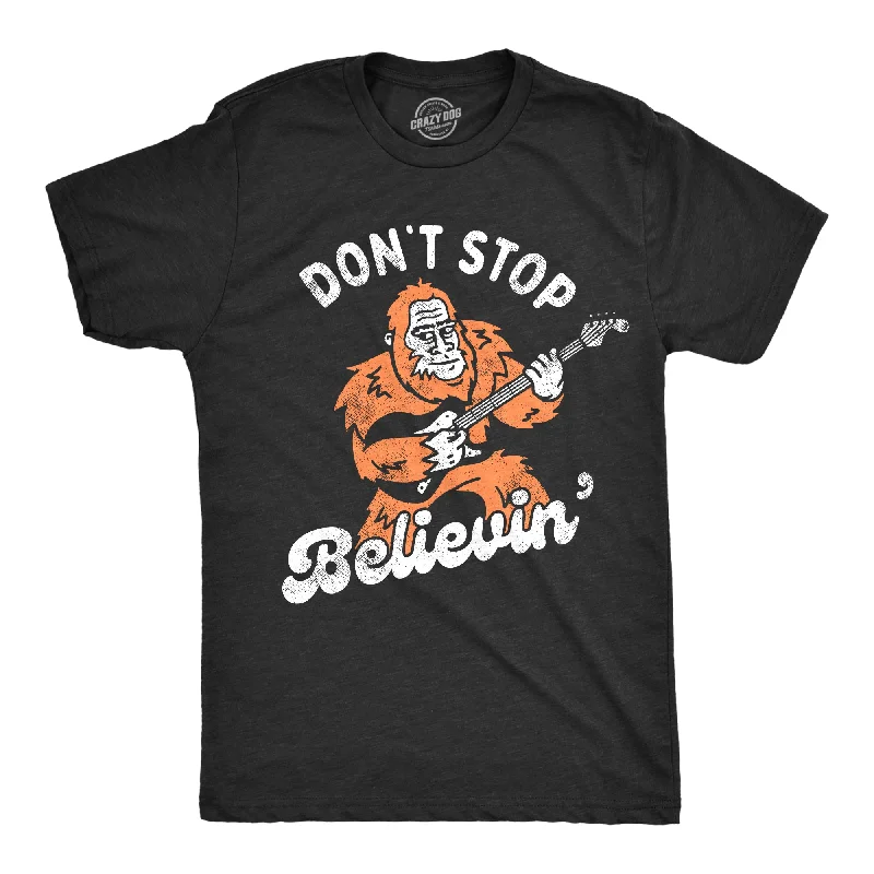 Men’s short sleeve button-up shirt -Dont Stop Believin Bigfoot Men's T Shirt