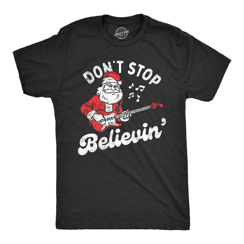 Men’s cotton button-down shirt -Dont Stop Believin Santa Men's T Shirt