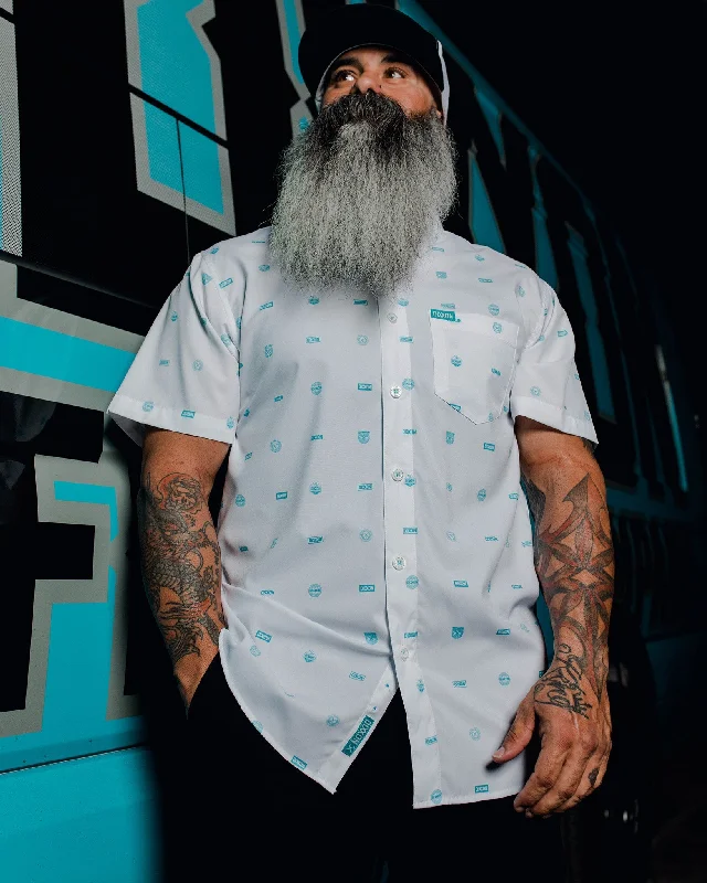 Men’s unique print shirt -Executive Party Shirt - White & Tiffany