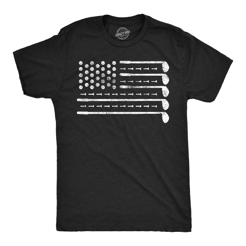 Men’s button-up shirt for wedding -Golf American Flag Men's T Shirt