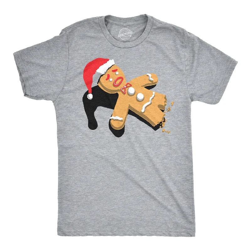 Men’s wrinkle-free shirt -Half-Eaten Gingerbread Men's T Shirt