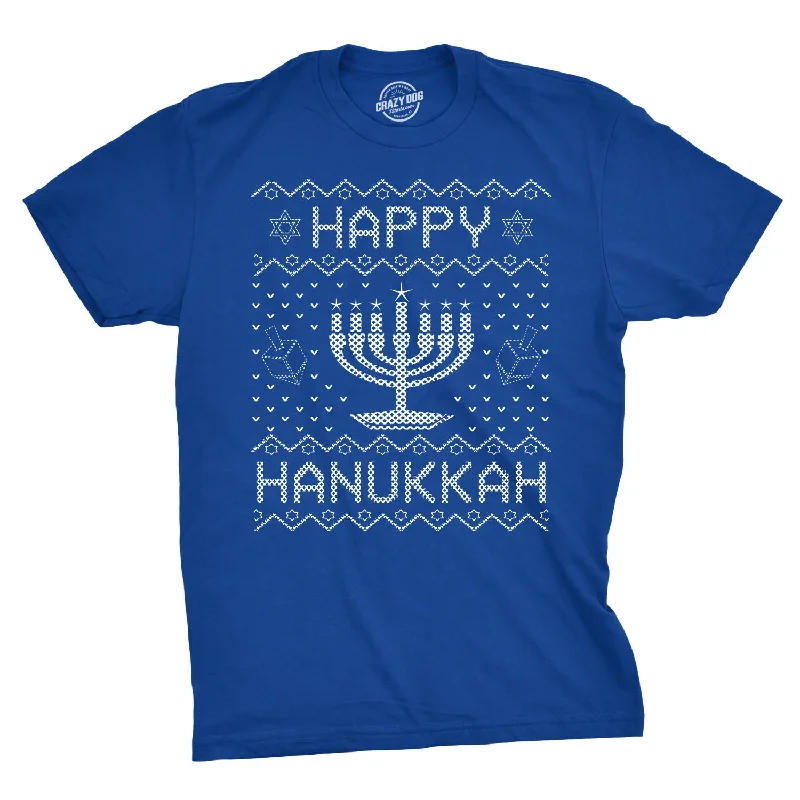 Men’s casual plaid shirt -Happy Hanukkah Men's T Shirt