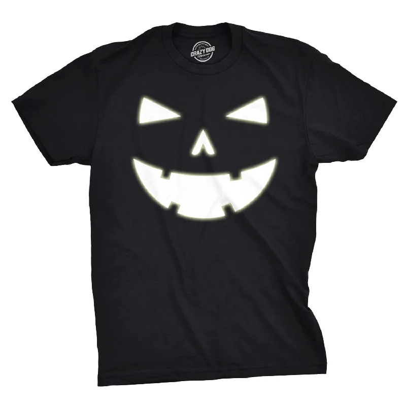 Men’s formal long sleeve shirt -Happy Tooth Glowing Pumpkin Face Men's T Shirt