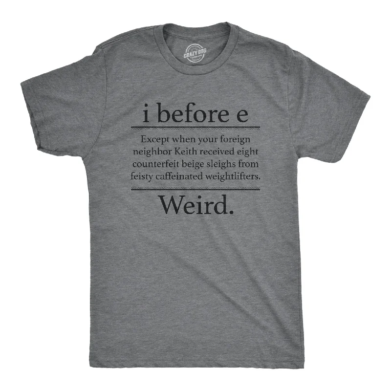 Men’s short sleeve button-up shirt -I Before E Weird Men's T Shirt