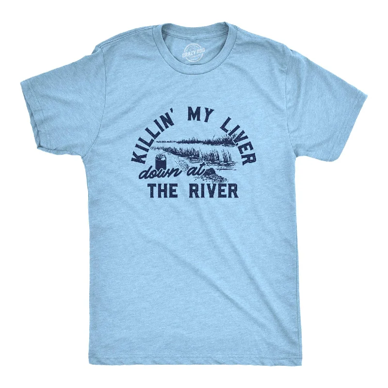 Men’s dress shirt for a date -Killin My Liver Down At The River Men's T Shirt