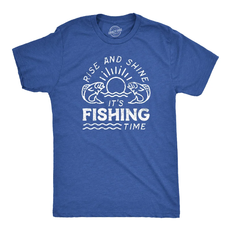 Men’s shirt for formal occasions -Rise And Shine Its Fishing Time Men's T Shirt